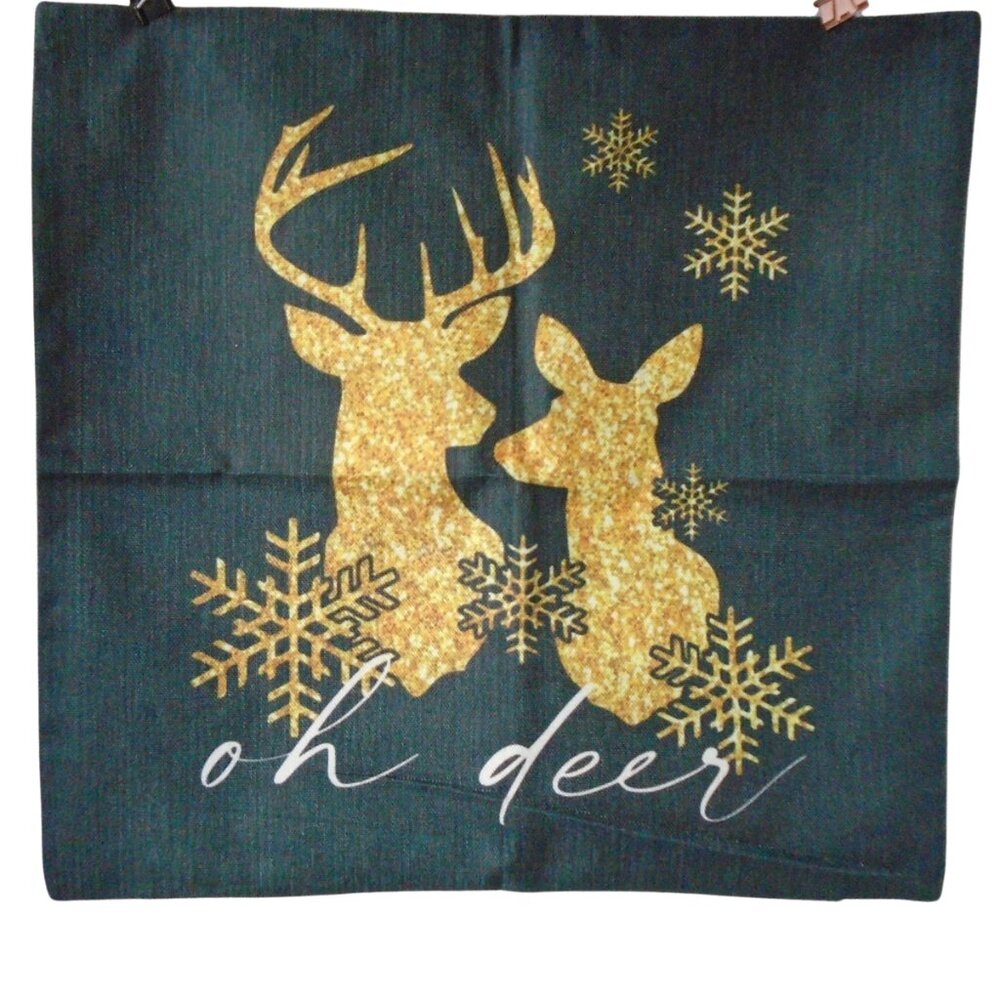 Christmas Holiday Black and Gold pillow Covers 20x19 inches Set of 3 one-sided